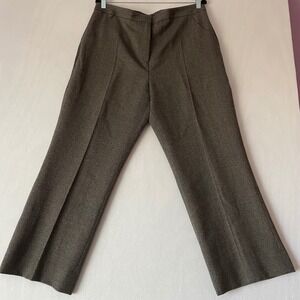 Zenobia Brown Herringbone Wool Straight Leg Trousers Dress Pants Sz 16